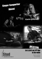 Plakat für Singer Songwriter Abend mit Stefan Feisst; Katrin Göhringer; Lars und Attila Reißmann + Band